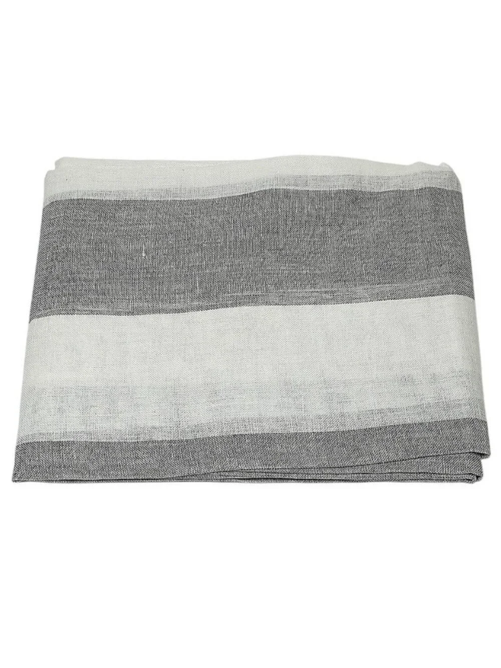 Pottery Barn Awning Stripe Sheer Drape One Panel 50x84 Gray White Linen NEW